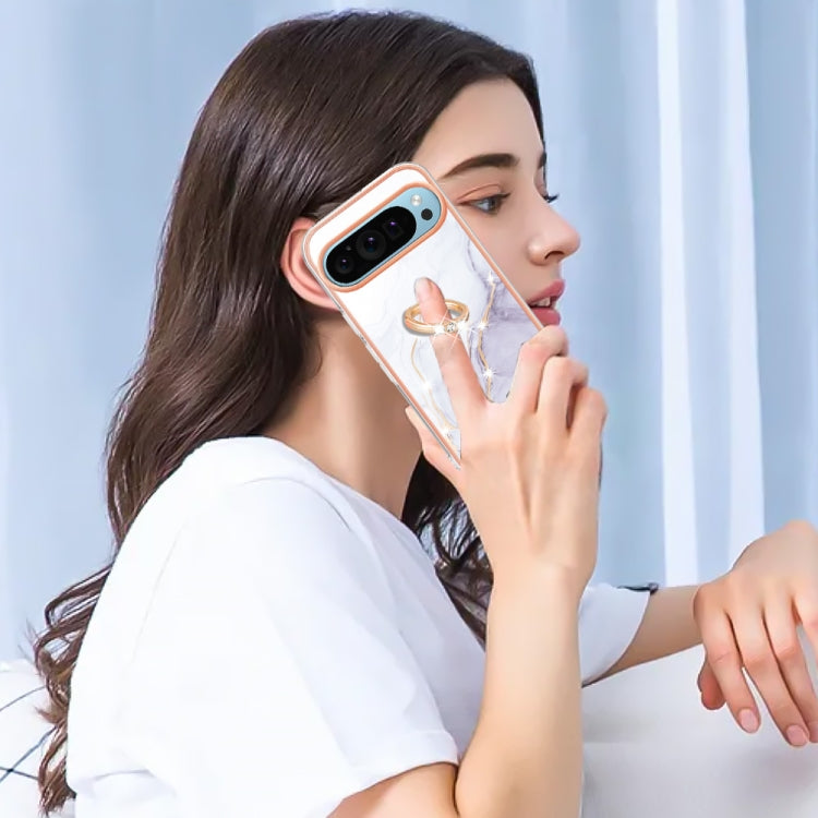 邊框B款IMD電鍍大理石TPU手機殼帶指環