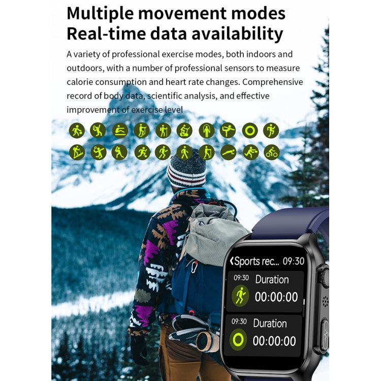 TK12 1.96英寸IP67防水硅膠錶帶智能手錶 支持心電/遠程家庭護理/藍牙通話/體溫監測