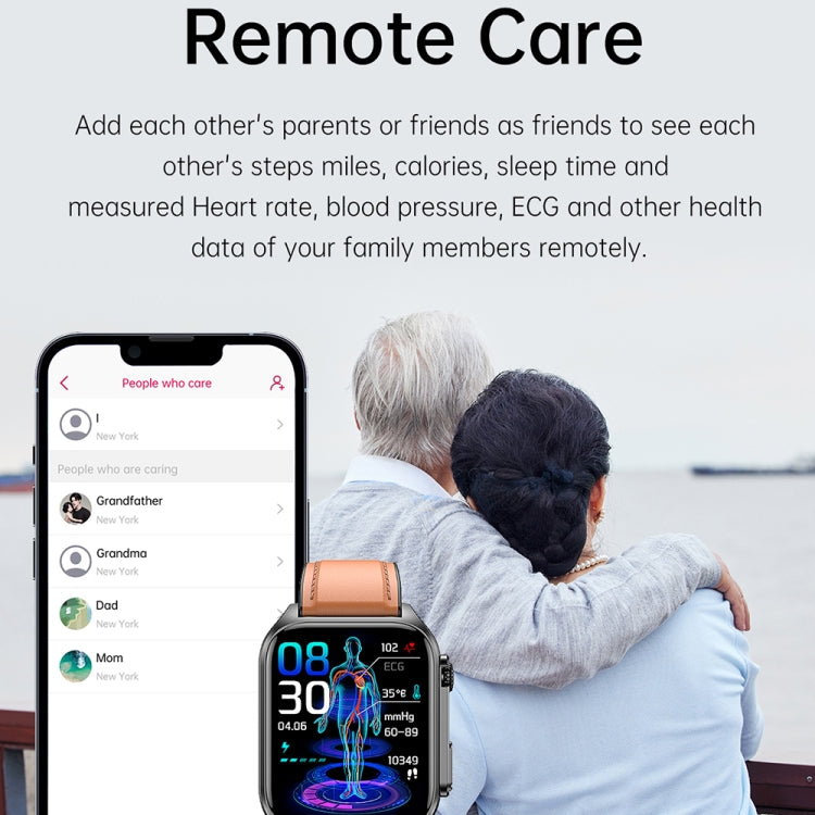 TK12 1.96英寸IP67防水皮錶帶智能手錶 支持心電/遠程家庭護理/藍牙通話/體溫監測