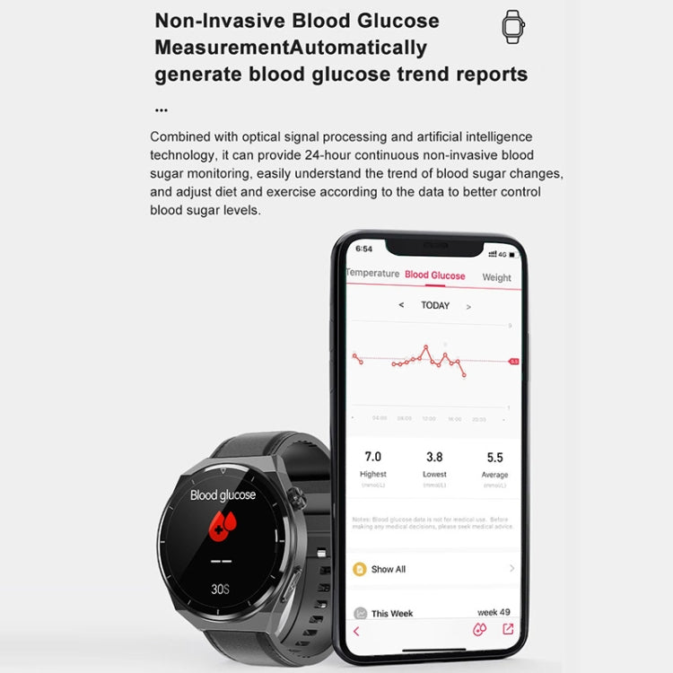 TK20 1.39英寸硅膠錶帶智能手錶 支持心電/遠程家庭護理/體溫監測