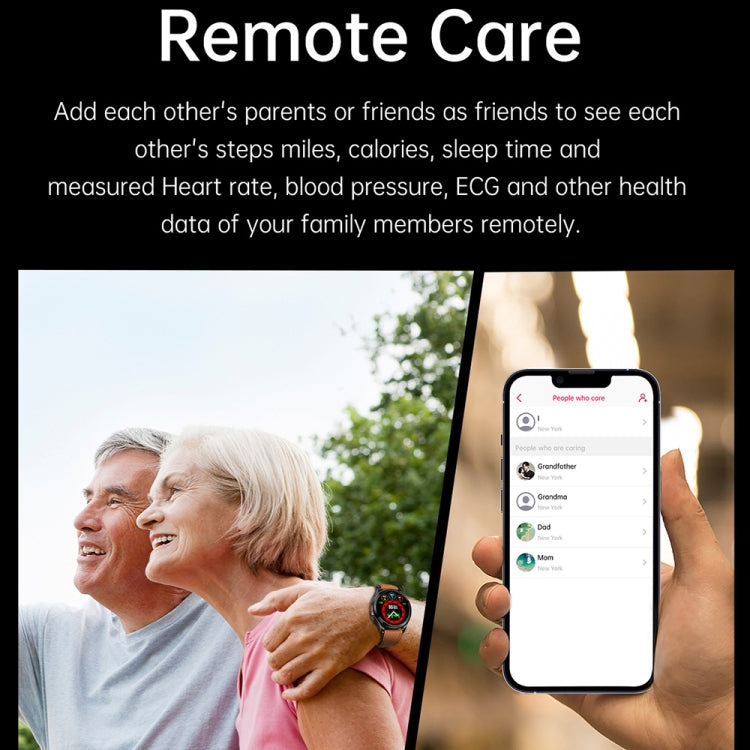 TK22 1.39英寸IP67防水皮錶帶智能手錶 支持心電/無創血糖, Leather Band (Black), Leather Band (Brown)