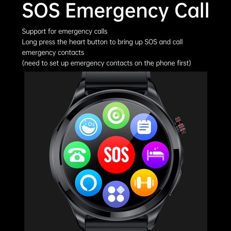 TK22 1.39英寸IP67防水皮錶帶智能手錶 支持心電/無創血糖, Leather Band (Black), Leather Band (Brown)