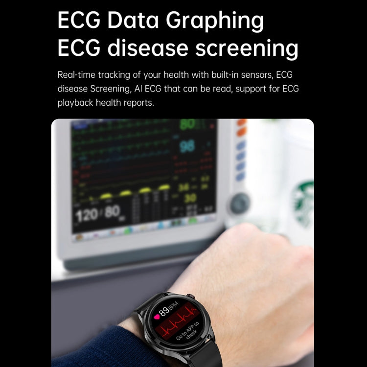 TK22 1.39英寸IP67防水皮錶帶智能手錶 支持心電/無創血糖, Leather Band (Black), Leather Band (Brown)