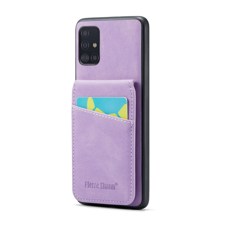 Fierre Shann 瘋馬紋插卡支架后蓋PU手機殼, For Samsung Galaxy A22 5G, For Samsung Galaxy A51 5G, For Samsung Galaxy A71 5G, For Samsung Galaxy A53 5G, For Samsung Galaxy A73 5G, For Samsung Galaxy A33 5G, For Samsung Galaxy A52 4G / 5G, For Samsung Galaxy A72 4G / 5G