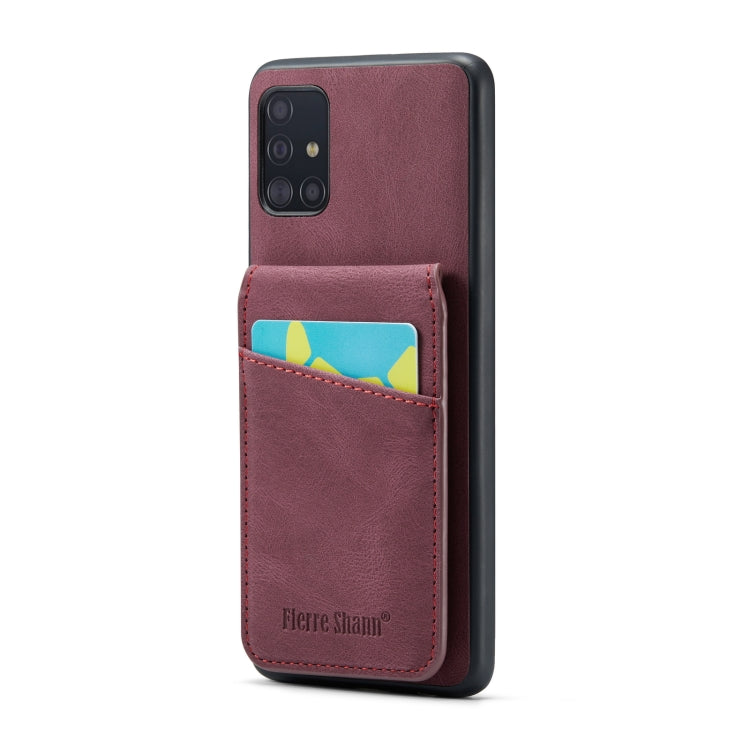 Fierre Shann 瘋馬紋插卡支架后蓋PU手機殼, For Samsung Galaxy A22 5G, For Samsung Galaxy A51 5G, For Samsung Galaxy A71 5G, For Samsung Galaxy A53 5G, For Samsung Galaxy A73 5G, For Samsung Galaxy A33 5G, For Samsung Galaxy A52 4G / 5G, For Samsung Galaxy A72 4G / 5G