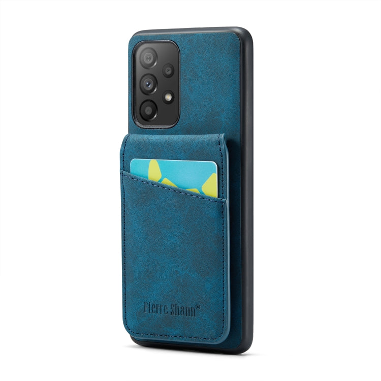 Fierre Shann 瘋馬紋插卡支架后蓋PU手機殼, For Samsung Galaxy A22 5G, For Samsung Galaxy A51 5G, For Samsung Galaxy A71 5G, For Samsung Galaxy A53 5G, For Samsung Galaxy A73 5G, For Samsung Galaxy A33 5G, For Samsung Galaxy A52 4G / 5G, For Samsung Galaxy A72 4G / 5G