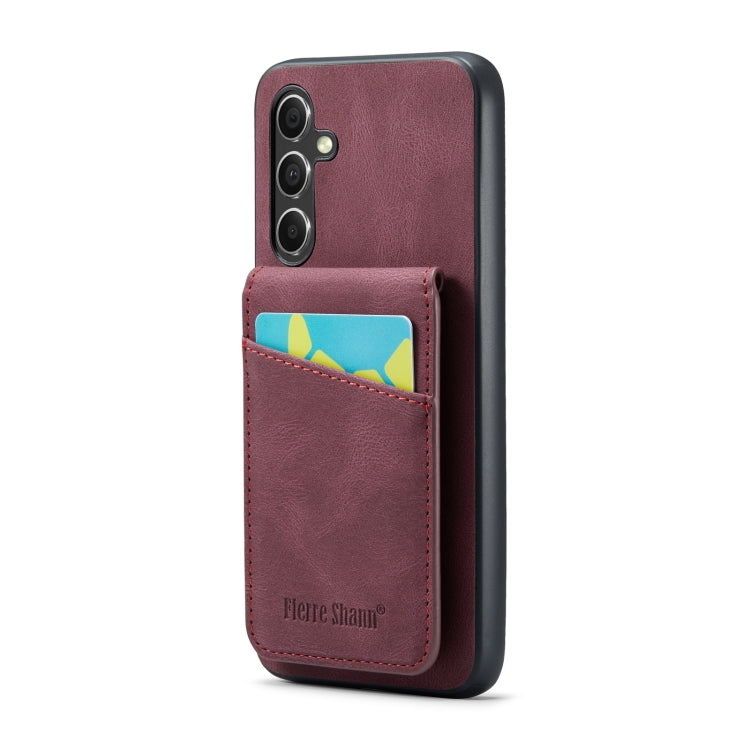 Fierre Shann 瘋馬紋插卡支架后蓋PU手機殼, For Samsung Galaxy A23 4G / 5G, For Samsung Galaxy A54 5G, For Samsung Galaxy A34 5G