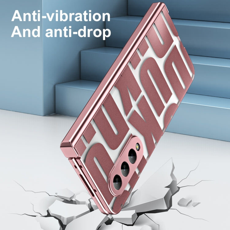 潮牌系列殼膜一體電鍍摺疊手機殼帶鉸鏈, For Samsung Galaxy Z Fold4 5G, For Samsung Galaxy Z Fold5, For Samsung Galaxy Z Fold2 5G