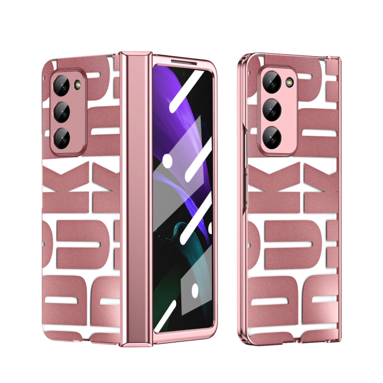 潮牌系列殼膜一體電鍍摺疊手機殼帶鉸鏈, For Samsung Galaxy Z Fold4 5G, For Samsung Galaxy Z Fold5, For Samsung Galaxy Z Fold2 5G