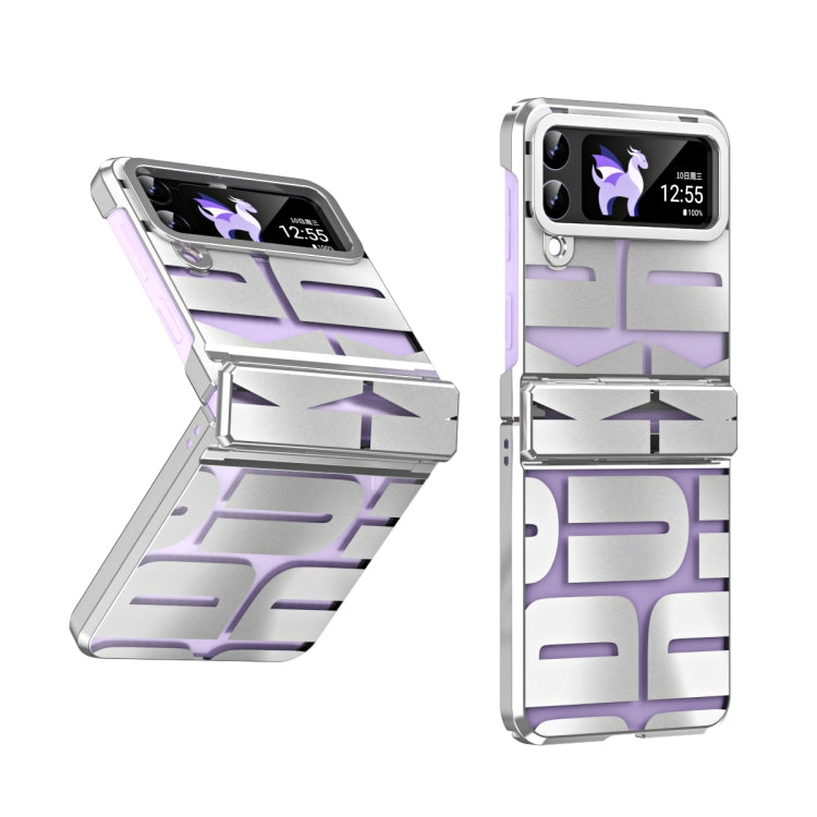 潮牌系列殼膜一體電鍍摺疊手機殼帶鉸鏈, For Samsung Galaxy Z Flip4 5G