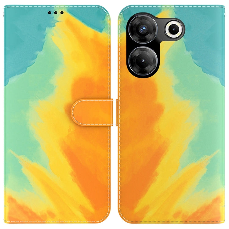 水彩圖案左右開手機皮套