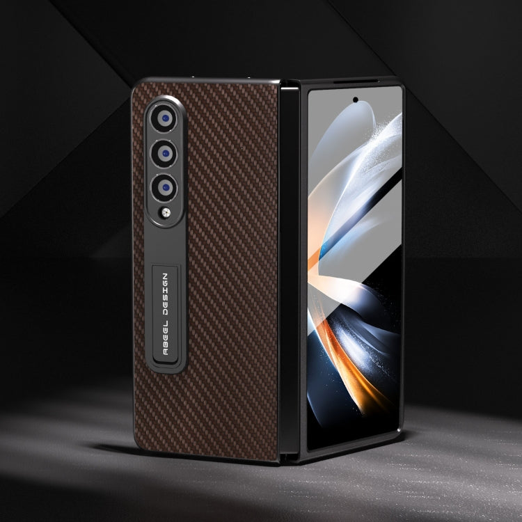 碳纖維紋殼膜一體手機保護殼帶支架