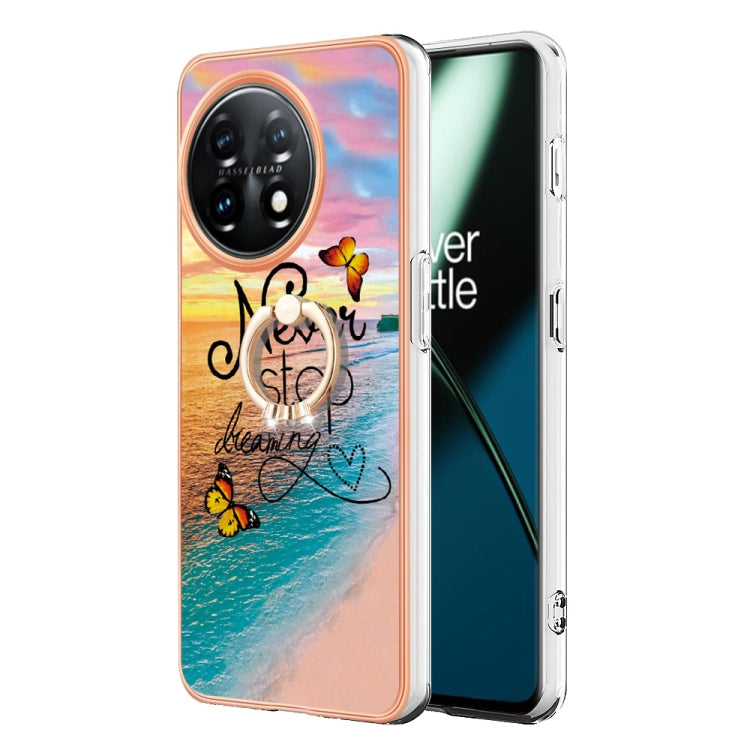 邊框A款IMD圖案TPU手機殼帶指環