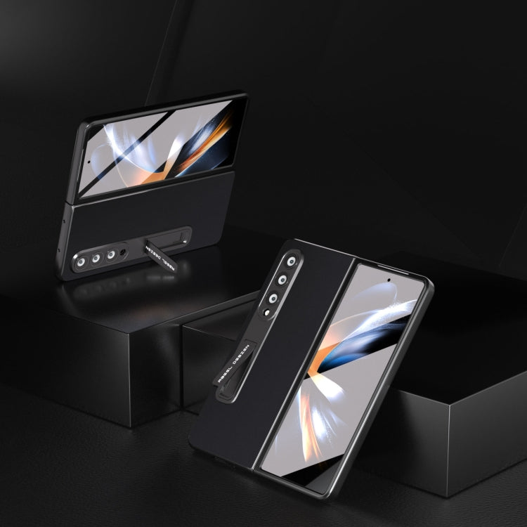 ABEEL 殼膜一體真皮絲柔黑邊手機殼帶支架, For Samsung Galaxy Z Fold3 5G, For Xiaomi Mix Fold 2, For Samsung Galaxy Z Fold5, For Samsung Galaxy Z Fold4 5G