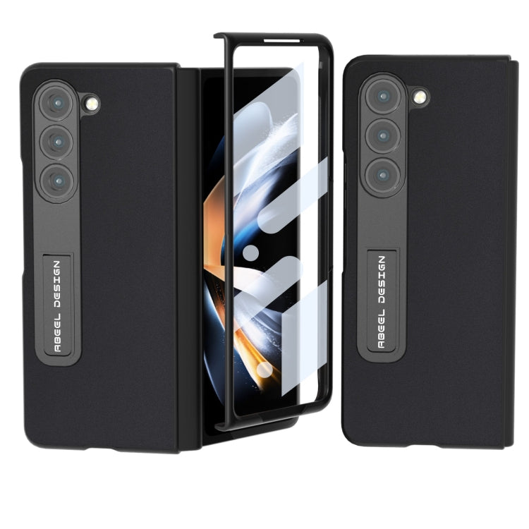 ABEEL 殼膜一體真皮絲柔黑邊手機殼帶支架, For Samsung Galaxy Z Fold3 5G, For Xiaomi Mix Fold 2, For Samsung Galaxy Z Fold5, For Samsung Galaxy Z Fold4 5G