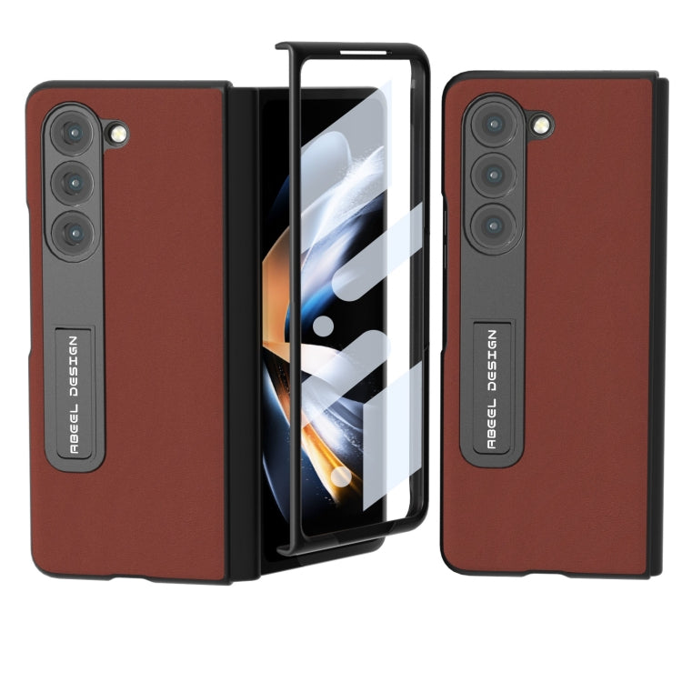 ABEEL 殼膜一體真皮絲柔黑邊手機殼帶支架, For Samsung Galaxy Z Fold3 5G, For Xiaomi Mix Fold 2, For Samsung Galaxy Z Fold5, For Samsung Galaxy Z Fold4 5G