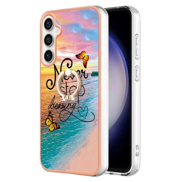 邊框A款IMD圖案TPU手機殼帶指環, For Samsung Galaxy A55 5G, For Samsung Galaxy A35 5G, For Samsung Galaxy A15 5G, For Samsung Galaxy A05, For Samsung Galaxy A05s, For Samsung Galaxy A25 5G, For Samsung Galaxy S23 FE 5G, For Samsung Galaxy A24 4G