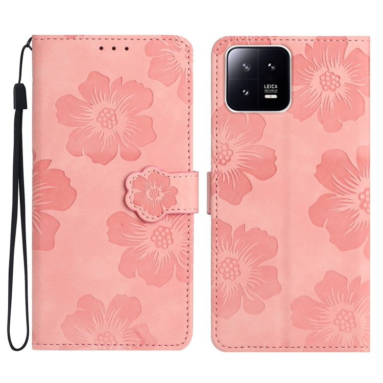 花朵壓花圖案手機皮套, For Xiaomi 11T / 11T Pro, For Xiaomi Redmi 13C 4G, For Xiaomi 12 Lite, For Xiaomi 13T, For Xiaomi 12 Pro, For Xiaomi 12T  / 12T Pro, For Xiaomi 13, For Xiaomi 13 Pro, For Xiaomi Mi 11 Lite