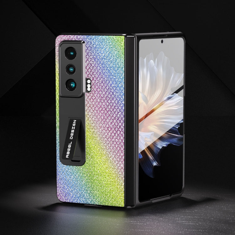 ABEEL 殼膜一體鑽石系列黑邊手機殼帶支架, For Honor Magic Vs