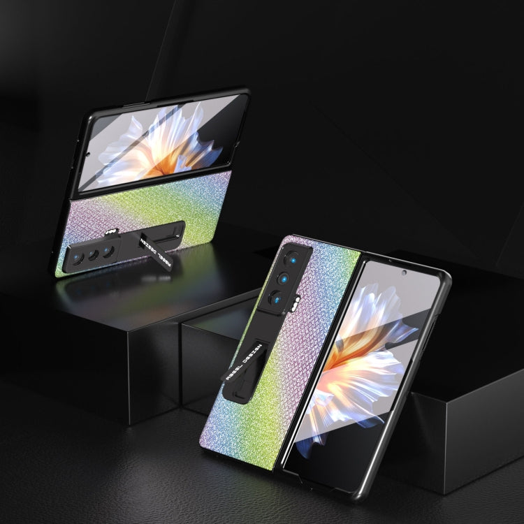 ABEEL 殼膜一體鑽石系列黑邊手機殼帶支架, For Honor Magic Vs