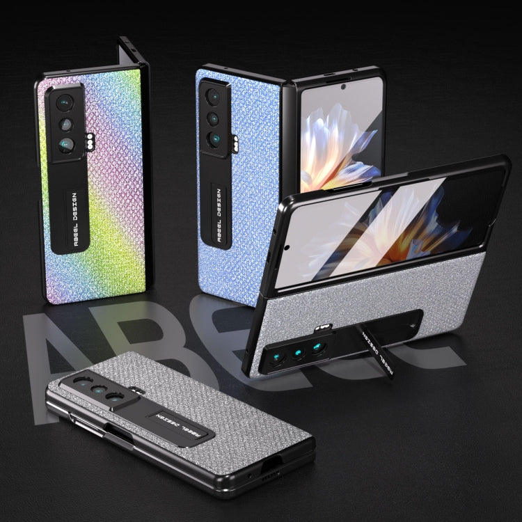 ABEEL 殼膜一體鑽石系列黑邊手機殼帶支架, For Honor Magic Vs