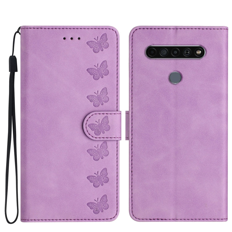 七隻蝴蝶壓花手機皮套, For LG K50, For LG K51S, For LG K61