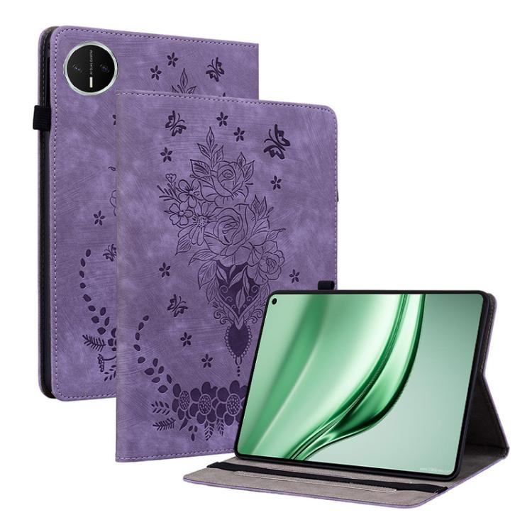 壓印蝴蝶玫瑰花平板皮套, For Huawei MatePad Mini 2025, For Huawei MatePad Pro 11 2022, For Huawei MatePad SE 10.4, For Huawei MatePad Pro 10.8 2021 / 2018, For Huawei MatePad T 10s/Enjoy Tablet 2, For Huawei MediaPad M5 Lite / C5 10.1