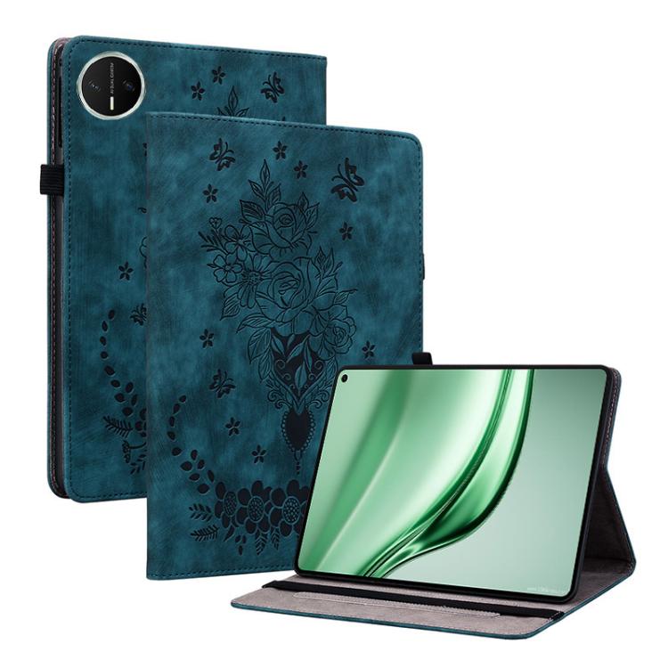 壓印蝴蝶玫瑰花平板皮套, For Huawei MatePad Mini 2025, For Huawei MatePad Pro 11 2022, For Huawei MatePad SE 10.4, For Huawei MatePad Pro 10.8 2021 / 2018, For Huawei MatePad T 10s/Enjoy Tablet 2, For Huawei MediaPad M5 Lite / C5 10.1