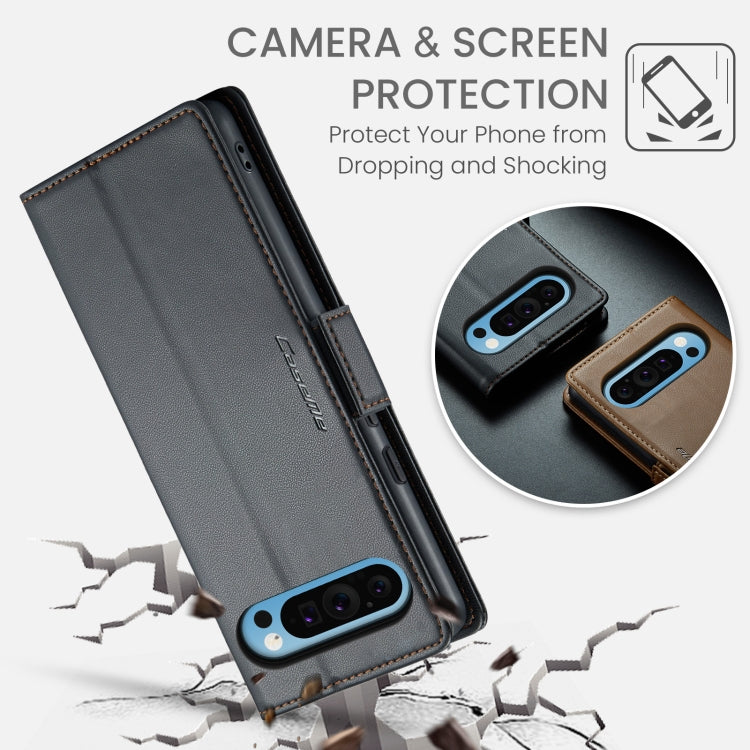 CaseMe 023系列蝴蝶扣荔枝紋防盜刷手機皮套, For Google Pixel 10 Pro XL / 9 Pro XL, For Google Pixel 10 / 10 Pro / 9, For Google Pixel 8a, For Google Pixel 8 Pro, For Google Pixel 8, For Google Pixel 7a