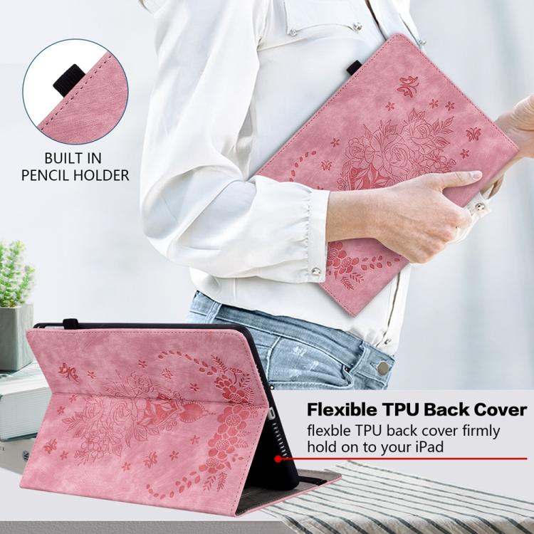 壓印蝴蝶玫瑰花平板皮套, For Honor Pad X7, For Honor Pad X9a, For Honor Pad 9 12.1, For Honor Pad X8 Pro / Pad X9, For Honor Pad V8 Pro