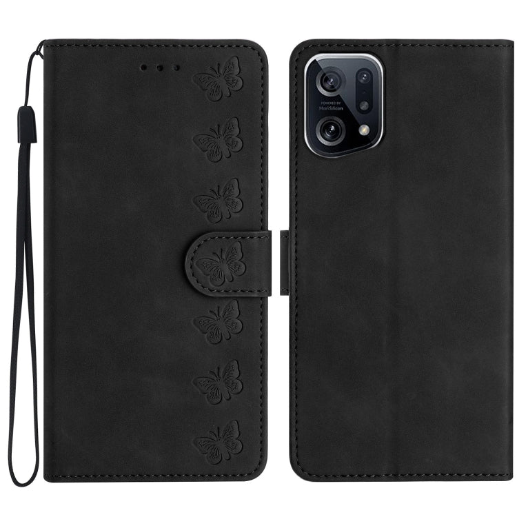 七隻蝴蝶壓花手機皮套, For OPPO Reno8 5G, For OPPO A18, For OPPO Reno8 Pro, For OPPO Reno8 Lite 5G, For OPPO A38, For OPPO A78, For OPPO Reno10 5G / Reno10 Pro 5G Global, For OPPO Find X5