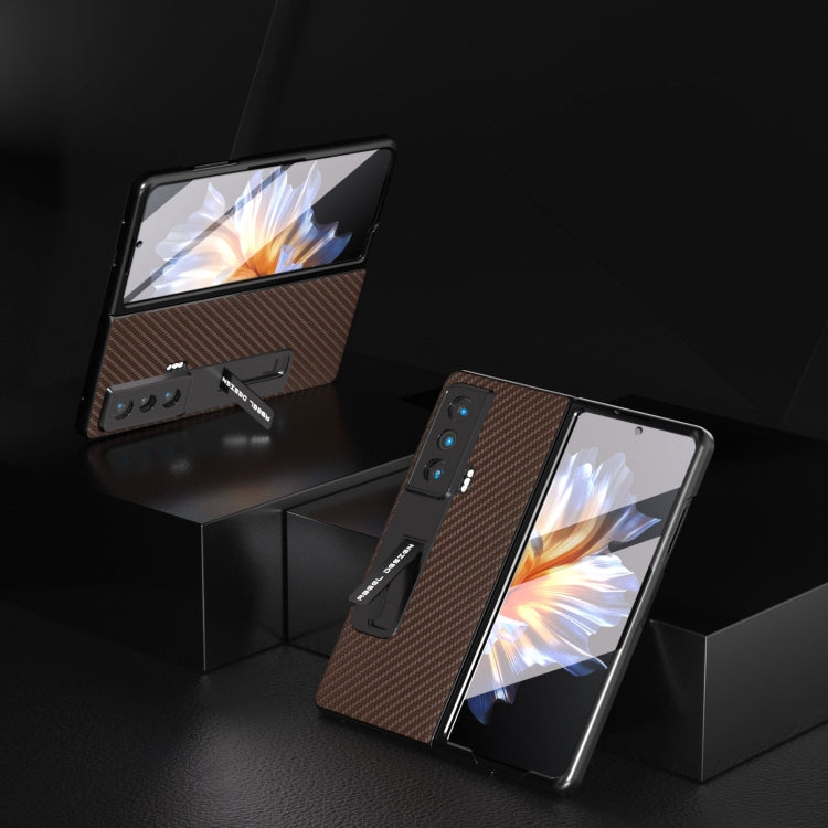 碳纖維紋殼膜一體手機保護殼帶支架, For Honor Magic Vs