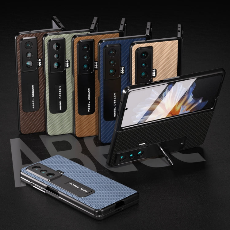 碳纖維紋殼膜一體手機保護殼帶支架, For Honor Magic Vs
