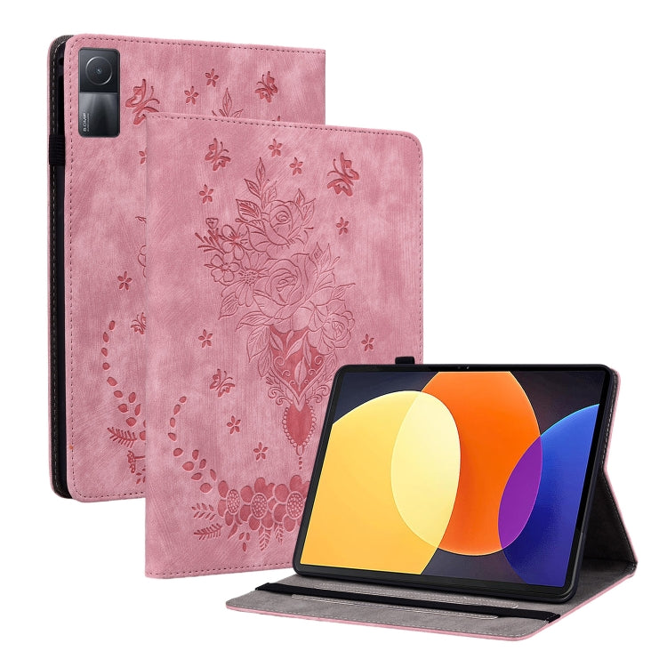 壓印蝴蝶玫瑰花平板皮套, For Xiaomi Redmi Pad 10.61, For Xiaomi Pad 5 Pro 12.4, For Xiaomi Pad 6 11.2 2023