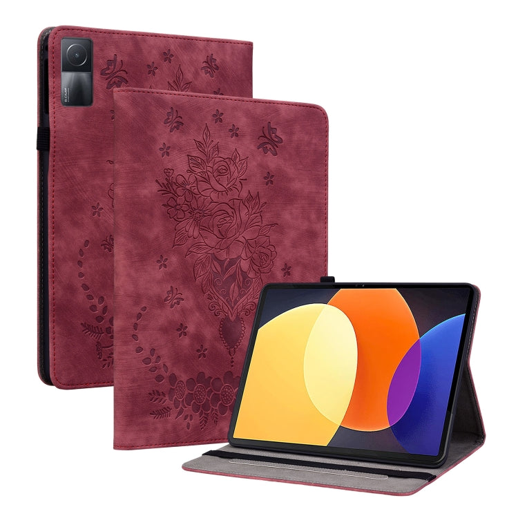 壓印蝴蝶玫瑰花平板皮套, For Xiaomi Redmi Pad 10.61, For Xiaomi Pad 5 Pro 12.4, For Xiaomi Pad 6 11.2 2023