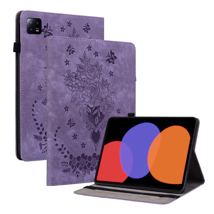 壓印蝴蝶玫瑰花平板皮套, For Xiaomi Redmi Pad 10.61, For Xiaomi Pad 5 Pro 12.4, For Xiaomi Pad 6 11.2 2023