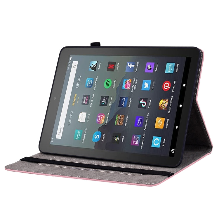 壓印蝴蝶玫瑰花平板皮套, For Amazon Kindle Fire 7 2022, For Amazon Kindle Fire HD8 2018 / 2017