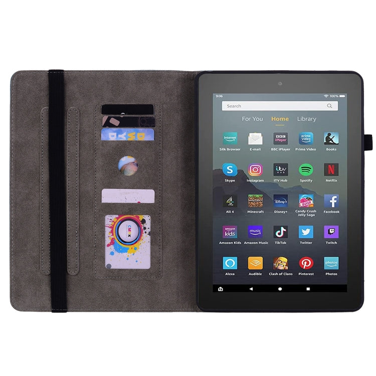 壓印蝴蝶玫瑰花平板皮套, For Amazon Kindle Fire 7 2022, For Amazon Kindle Fire HD8 2018 / 2017