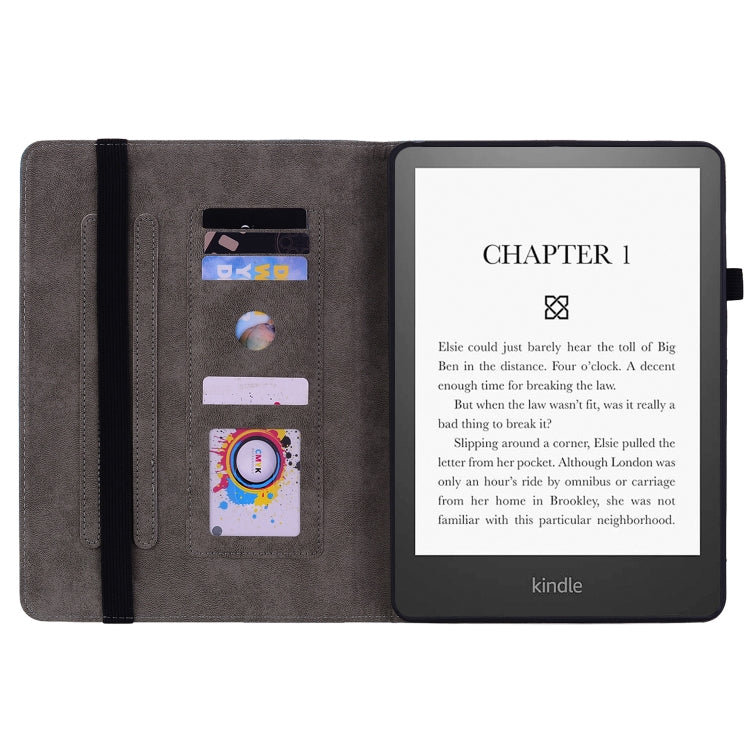 壓印蝴蝶玫瑰花智能休眠平板皮套, For Amazon Kindle Paperwhite 5, For Amazon Kindle Fire HD10 2019 / 2017, For Amazon Kindle Fire HD8 2020, For Amazon Kindle Fire HD10 2021