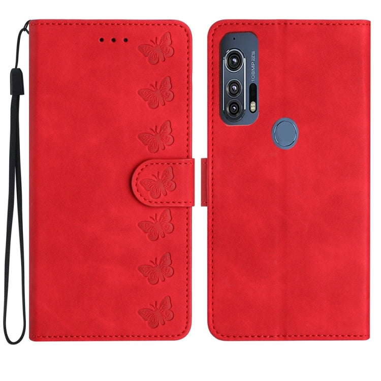 七隻蝴蝶壓花手機皮套, For Motorola Moto G9, For Motorola Moto E 2020, For Motorola Edge+ 2020, For Motorola Moto G8 Play, For Motorola One Action, For Motorola Moto E6 Play, For Motorola Moto G7 Power