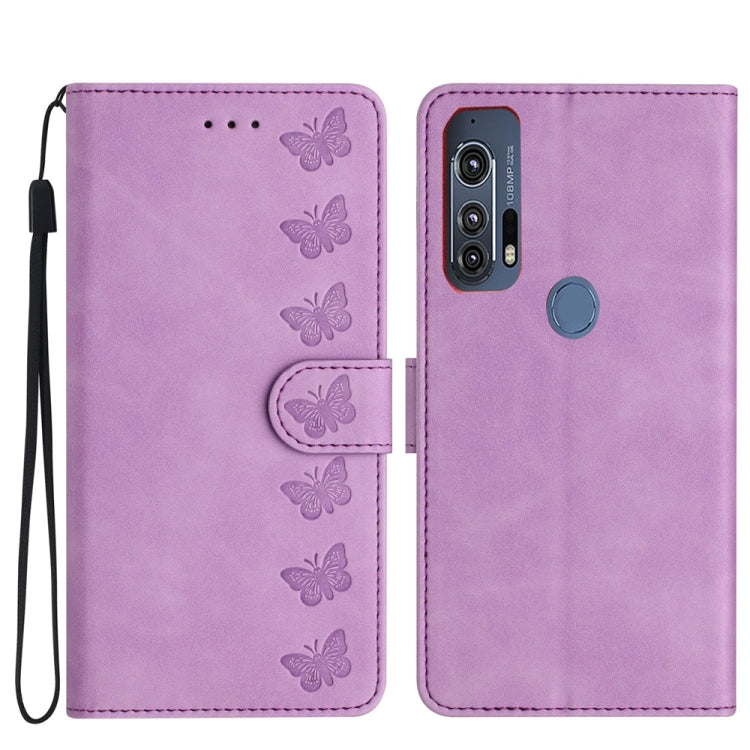 七隻蝴蝶壓花手機皮套, For Motorola Moto G9, For Motorola Moto E 2020, For Motorola Edge+ 2020, For Motorola Moto G8 Play, For Motorola One Action, For Motorola Moto E6 Play, For Motorola Moto G7 Power