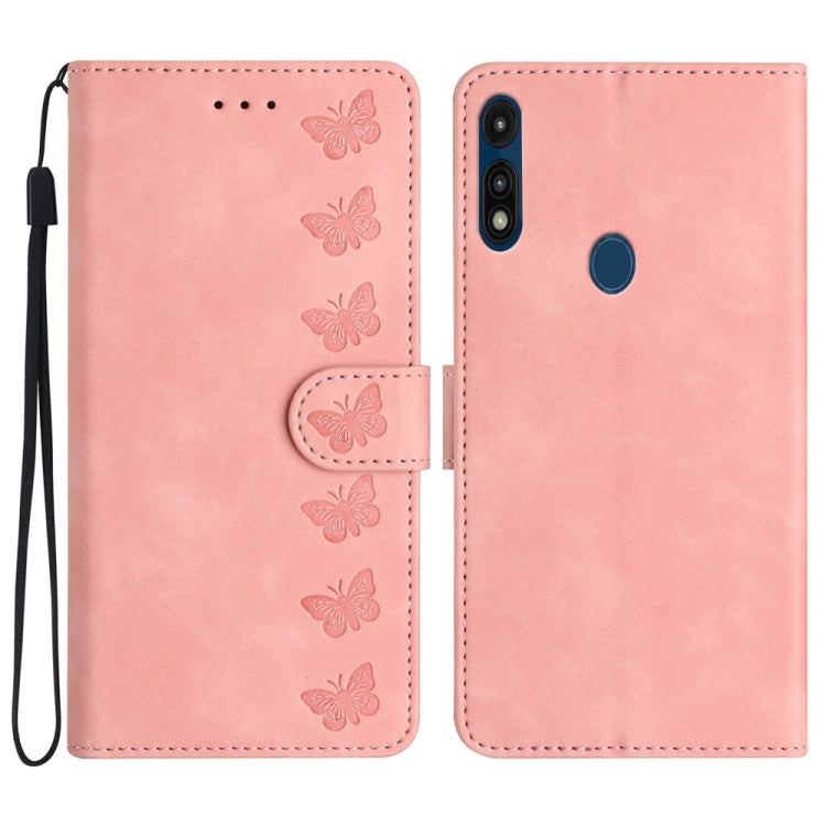 七隻蝴蝶壓花手機皮套, For Motorola Moto G9, For Motorola Moto E 2020, For Motorola Edge+ 2020, For Motorola Moto G8 Play, For Motorola One Action, For Motorola Moto E6 Play, For Motorola Moto G7 Power