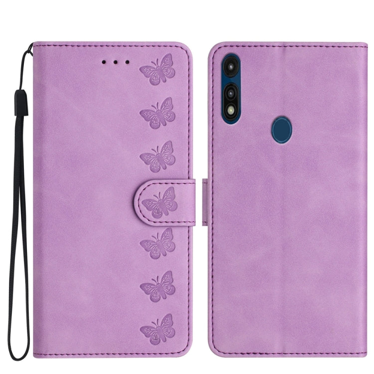 七隻蝴蝶壓花手機皮套, For Motorola Moto G9, For Motorola Moto E 2020, For Motorola Edge+ 2020, For Motorola Moto G8 Play, For Motorola One Action, For Motorola Moto E6 Play, For Motorola Moto G7 Power