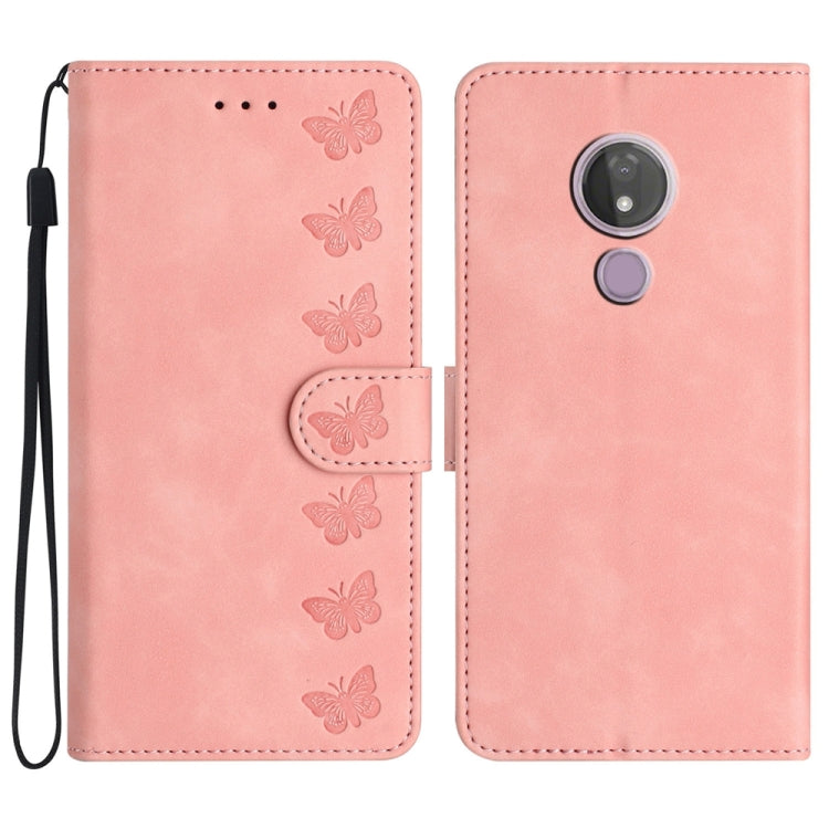 七隻蝴蝶壓花手機皮套, For Motorola Moto G9, For Motorola Moto E 2020, For Motorola Edge+ 2020, For Motorola Moto G8 Play, For Motorola One Action, For Motorola Moto E6 Play, For Motorola Moto G7 Power
