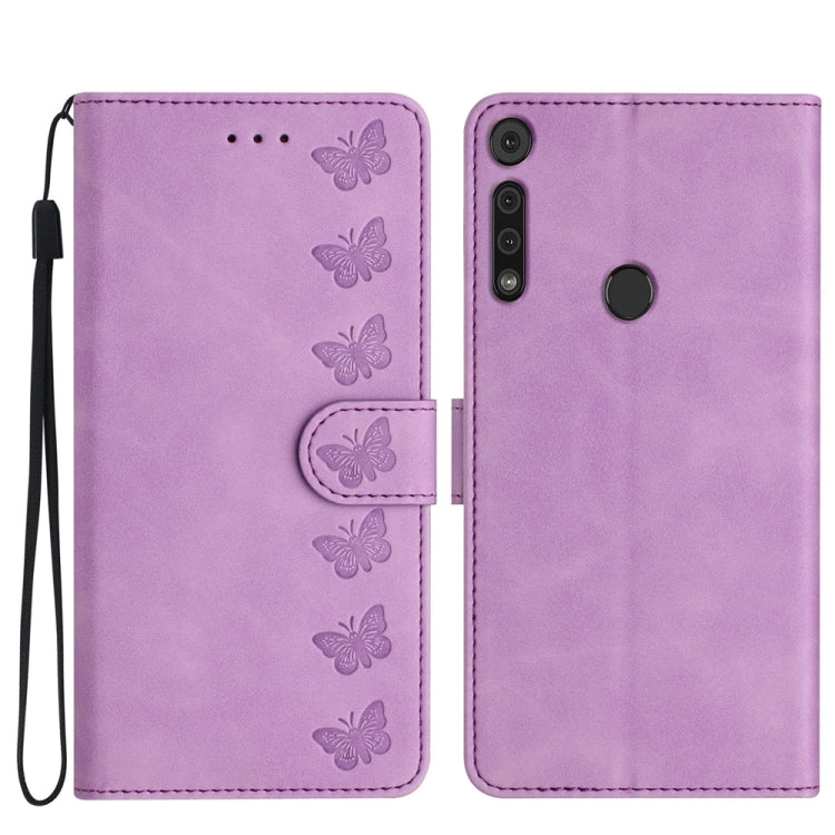 七隻蝴蝶壓花手機皮套, For Motorola Moto G9, For Motorola Moto E 2020, For Motorola Edge+ 2020, For Motorola Moto G8 Play, For Motorola One Action, For Motorola Moto E6 Play, For Motorola Moto G7 Power
