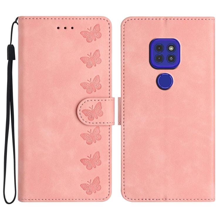 七隻蝴蝶壓花手機皮套, For Motorola Moto G9, For Motorola Moto E 2020, For Motorola Edge+ 2020, For Motorola Moto G8 Play, For Motorola One Action, For Motorola Moto E6 Play, For Motorola Moto G7 Power