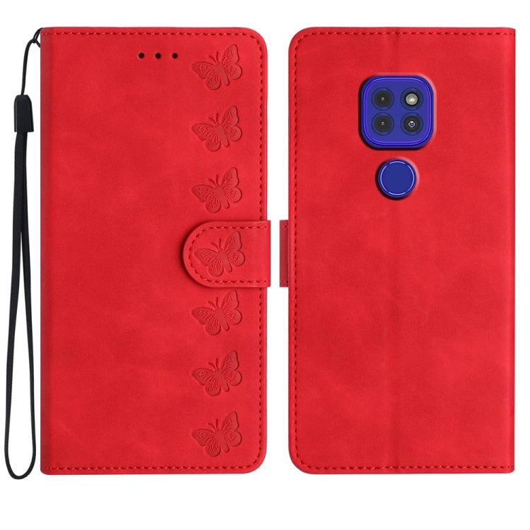 七隻蝴蝶壓花手機皮套, For Motorola Moto G9, For Motorola Moto E 2020, For Motorola Edge+ 2020, For Motorola Moto G8 Play, For Motorola One Action, For Motorola Moto E6 Play, For Motorola Moto G7 Power