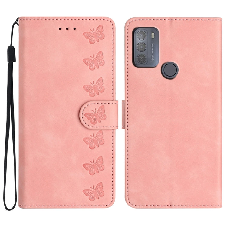 七隻蝴蝶壓花手機皮套, For Motorola Moto E32, For Motorola Moto G52, For Motorola Moto G22, For Motorola Moto E20, For Motorola Moto G31, For Motorola Moto G60, For Motorola Moto G10, For Motorola Moto G50