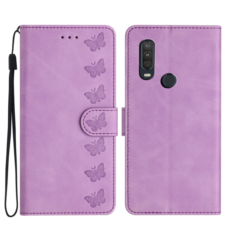 七隻蝴蝶壓花手機皮套, For Motorola Moto G9, For Motorola Moto E 2020, For Motorola Edge+ 2020, For Motorola Moto G8 Play, For Motorola One Action, For Motorola Moto E6 Play, For Motorola Moto G7 Power