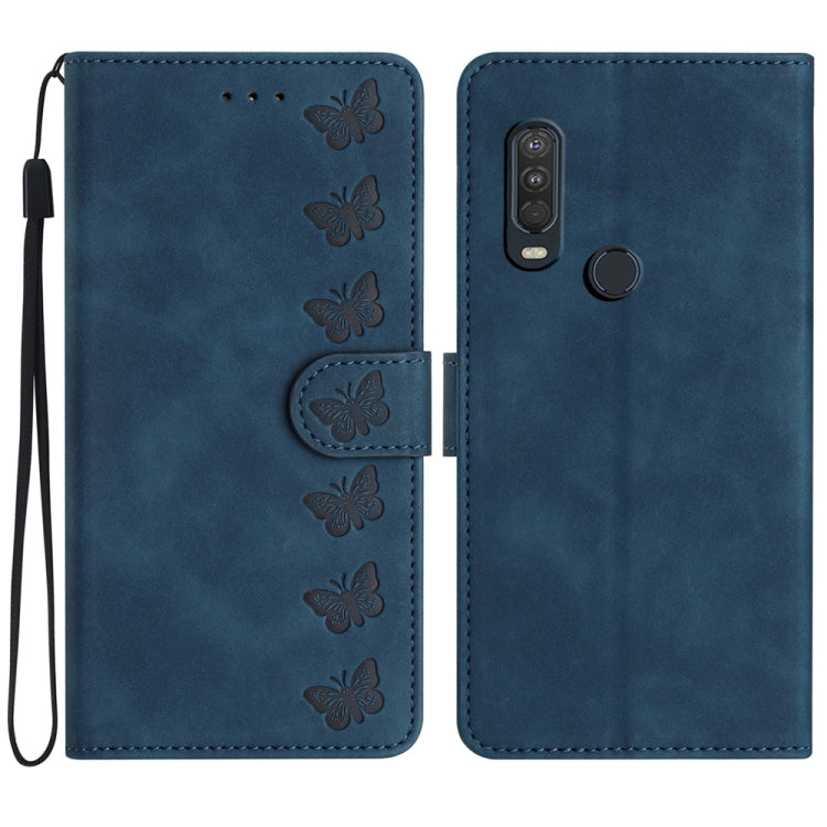 七隻蝴蝶壓花手機皮套, For Motorola Moto G9, For Motorola Moto E 2020, For Motorola Edge+ 2020, For Motorola Moto G8 Play, For Motorola One Action, For Motorola Moto E6 Play, For Motorola Moto G7 Power